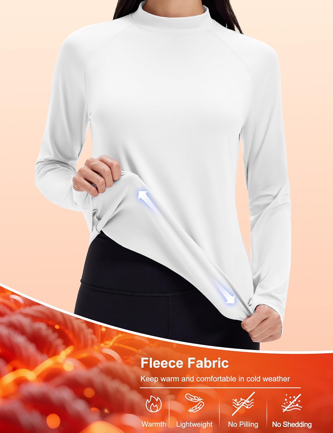 MAGCOMSEN Women Thermal Long Sleeve Tops Mock Turtleneck Underwear Fleece Lined Shirts Warm Ski Base Layer Cold Weather - Image 4