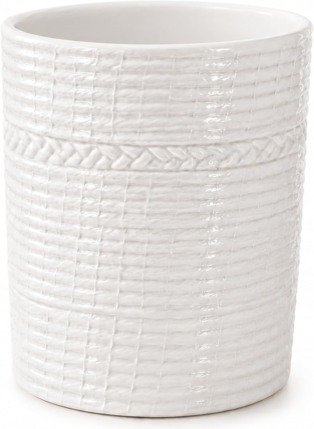 Handcrafted Cooking Utensil Holder, Extra-Large Crock, White
