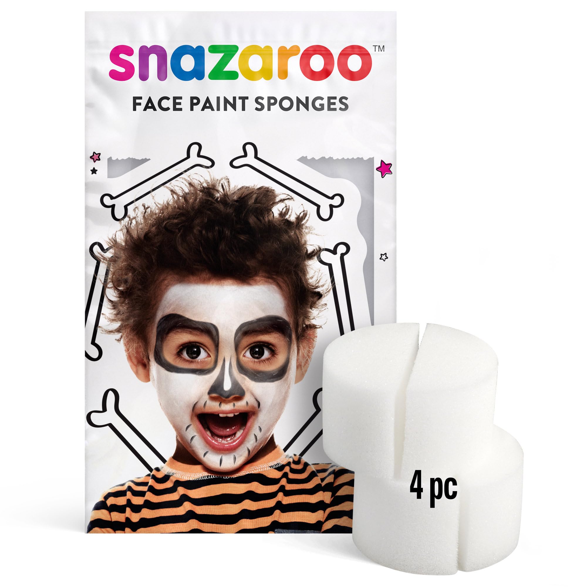 Snazaroo - Esponjas Semicirculares de Alta Densidad para Pintura Facial y Corporal, Aguacolor y Maquillaje - Set de 4 – Fáciles de Usar y Limpiar