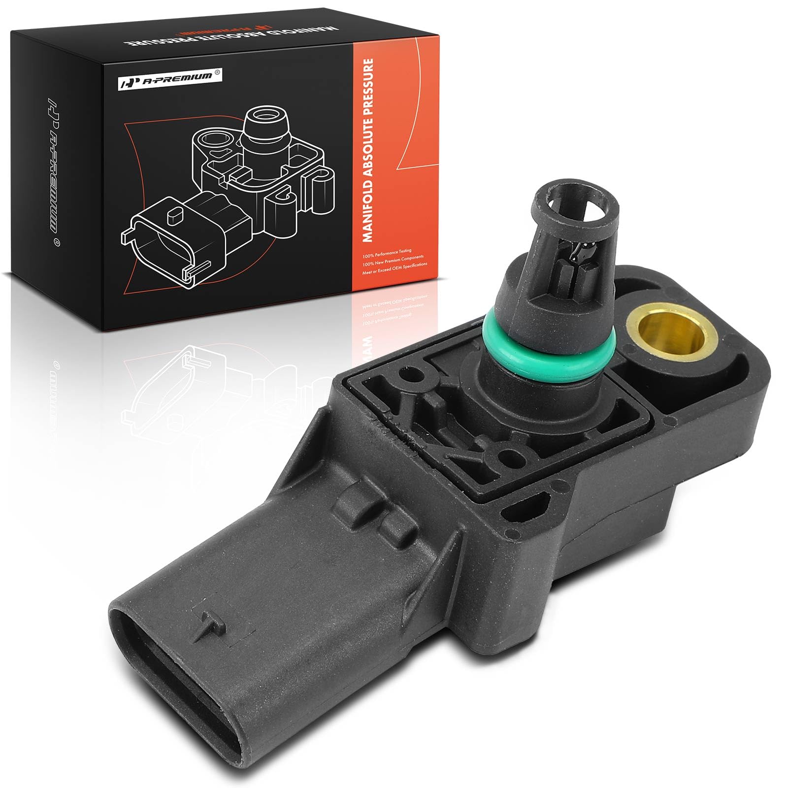A-Premium Manifold Pressure (MAP) Sensor [4 Pins] Compatible with Volkswagen Jetta Passat 2014-2019, Golf 2015-2018, Golf Alltrack 2017-2019, Golf SportWagen, Tiguan, Beetle, Atlas, GTI & Audi Q5