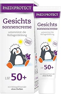 PAEDIPROTECT Gesichtssonnencreme LSF 50+ 30 ml, Sonnencreme Gesicht 50 unterstützt Kollagenbildung, Sonnenschutz parfümfrei, face sunscreen ohne Mikroplastik mildert Hautirritationen, vegan
