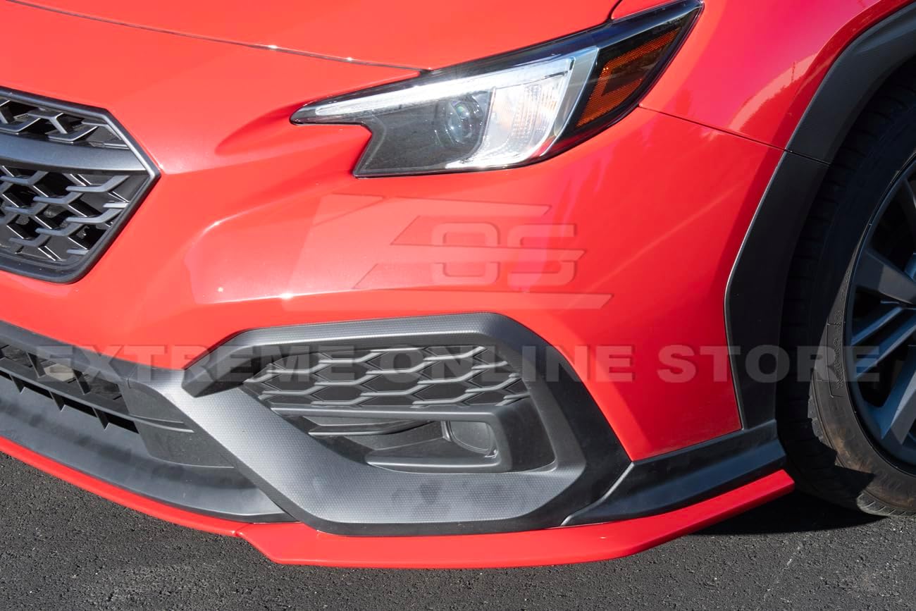 Replacement For 2022-Present Subaru WRX Models | JDM Performance Package ABS Plastic Front Bumper Lip Splitter (Painted Glossy Red)
