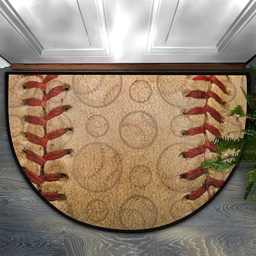 Miniatura 1 de FZDXZJJ Tapete deportivo de béisbol medio redondo, tapete de bienvenida de béisbol para puerta delantera, alfombra de área semicircular, alfombra de