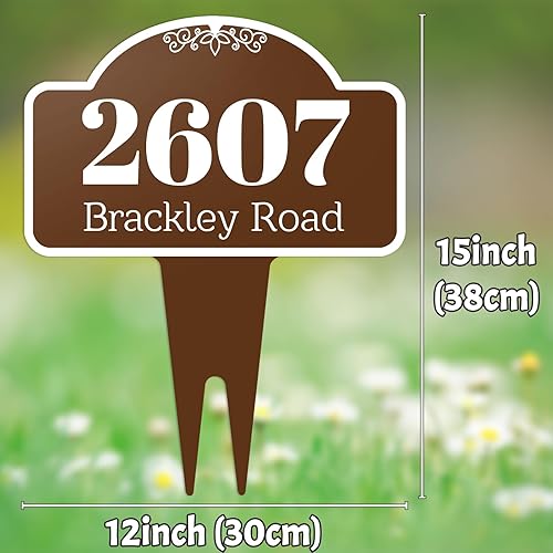 Miniatura 2 de Letrero personalizado de dirección de casa para patio, placa de dirección personalizada de metal para jardín al aire libre, estilo cuadrado, color