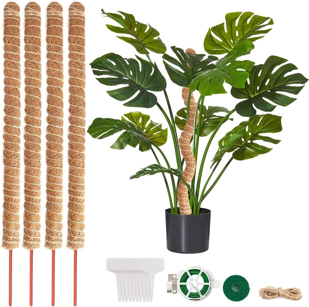 Moss Poles for Plants, 4 Pieces 70CM/27 Inch Bendable Moss Poles, Plant