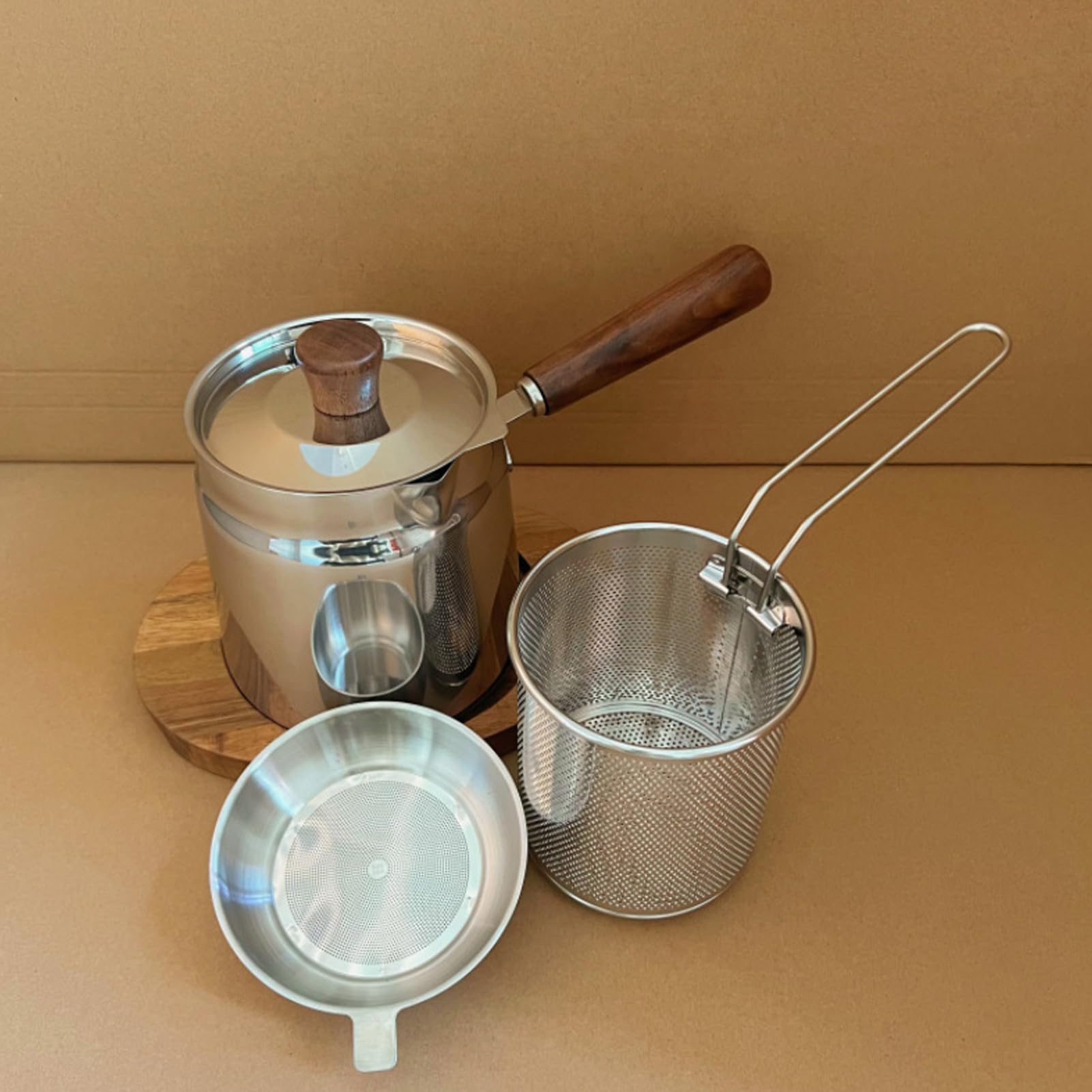 Freidora Pequeña Con Cesta Gran Capacidad Acero Inoxidable con Cesta y | Cesta para Freír para Cocinar Tocino Patatas Fritas Pescado Chips de Maíz en Estufa y
