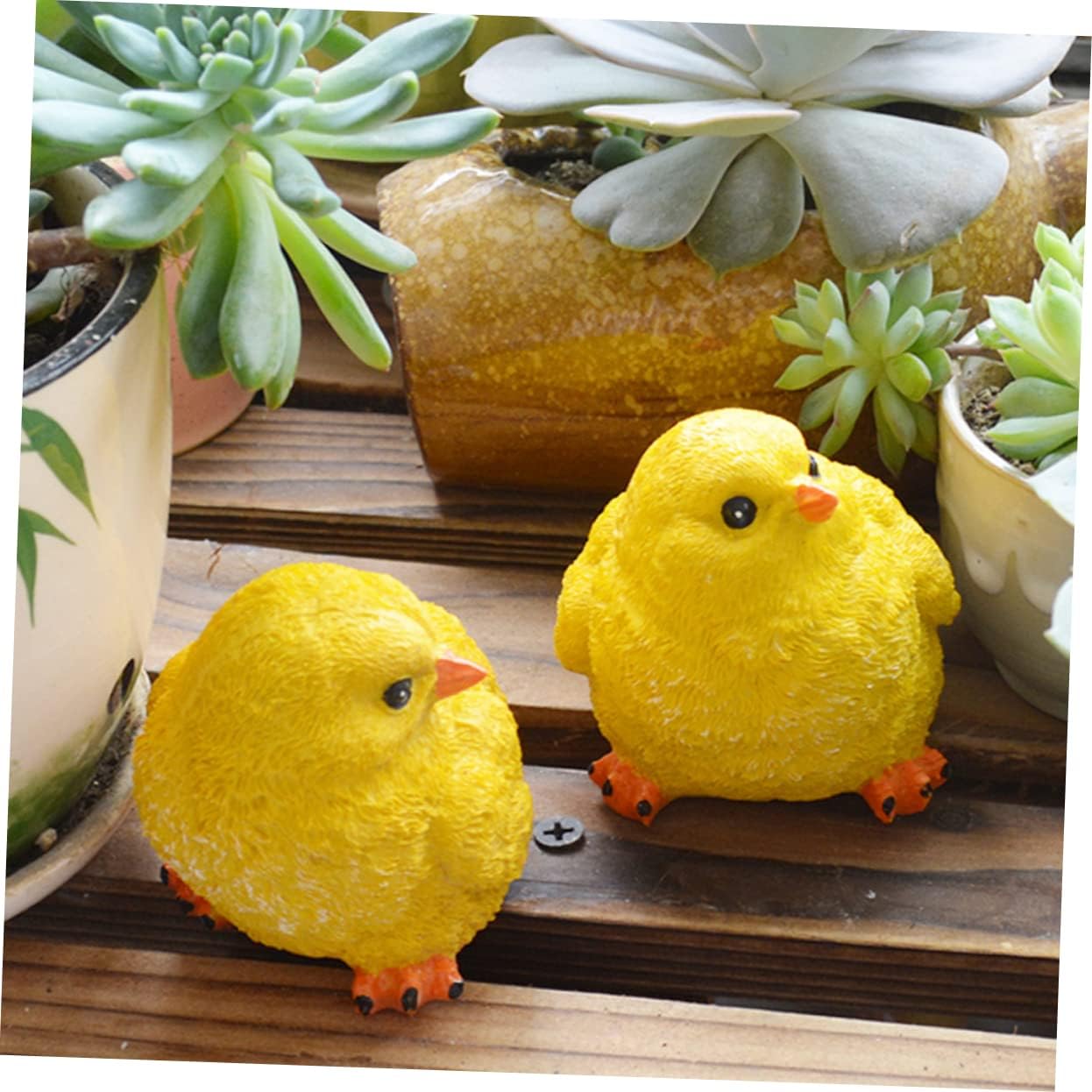 GALPADA 6pcs Realistic Animal Chick Model Resin Chick Ornaments Decorative for Courtyard Garden