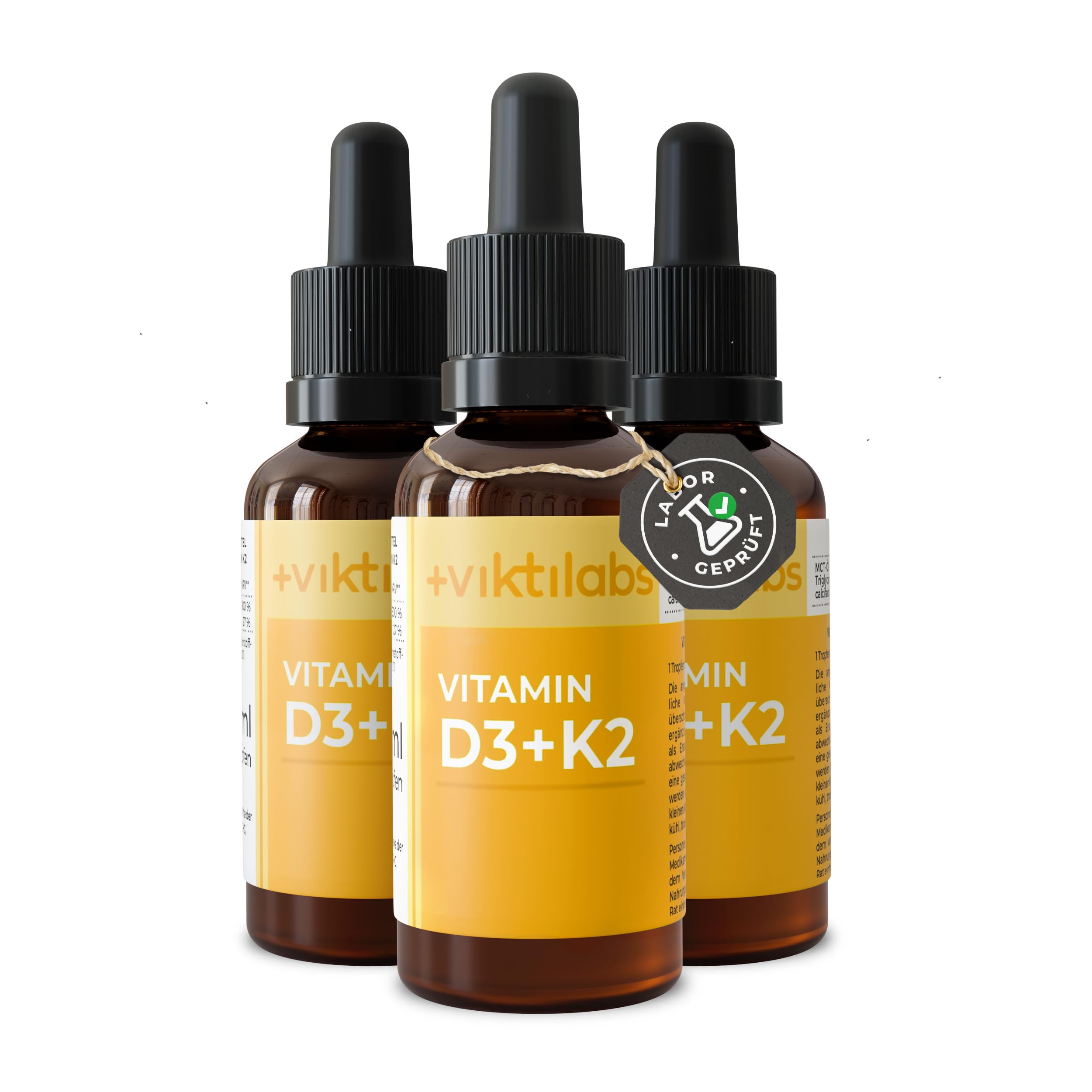 Vitamin D3 + K2 - Tropfen in MCT-Öl - 25 µg D3 & 20 µg K2 pro Tropfen | Hohe Bioverfügbarkeit - optimale Synergie - flexible Anwendung - 1 Tropfen pro Tag - 1700 Tropfen - ohne Zusatzstoffe