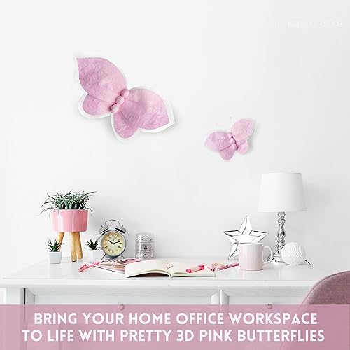 Miniatura 5 de Rainbows & Lilies Mariposas rosas, decoración de la habitación de las niñas, guardería del bebé, habitación de los niños; decoración de la pared de
