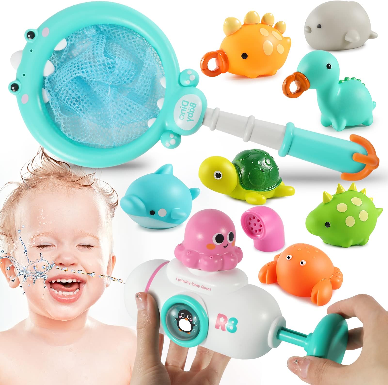 YOLOMOON Crocodile Baby Bath Toys for Toddlers, 5 Modes Automatic Water