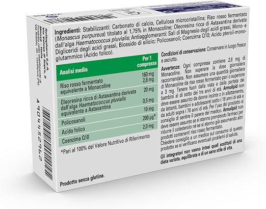 Armolipid integratore alimentare di Riso rosso, Policosanoli, Acido Folico,  Coenzima Q10 e Astaxantina : Amazon.it: Salute e cura della persona