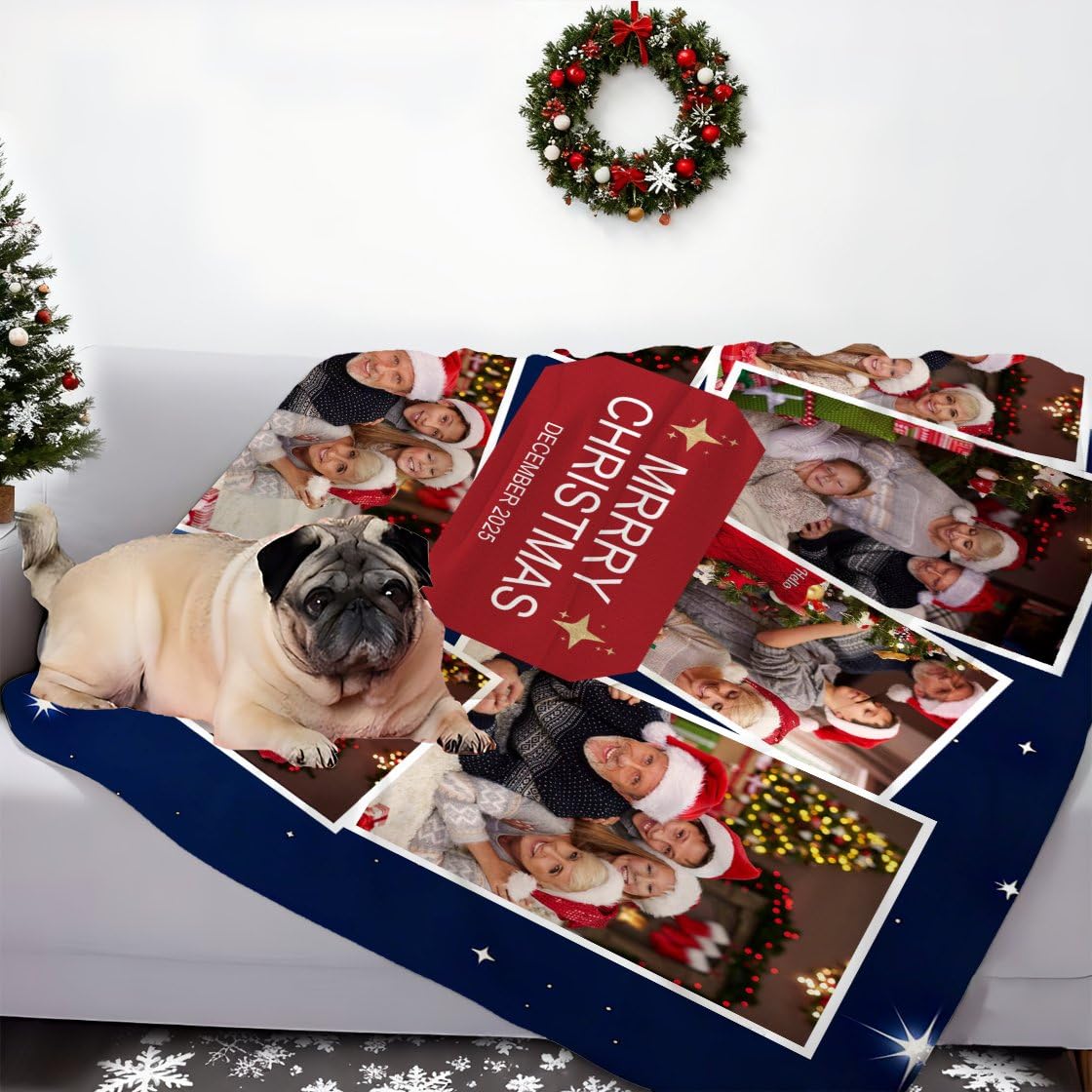 Manta personalizada con 7 fotos para los amantes de las mascotas, manta familiar personalizada para sala de estar o dormitorio, personalizada única para seres queridos