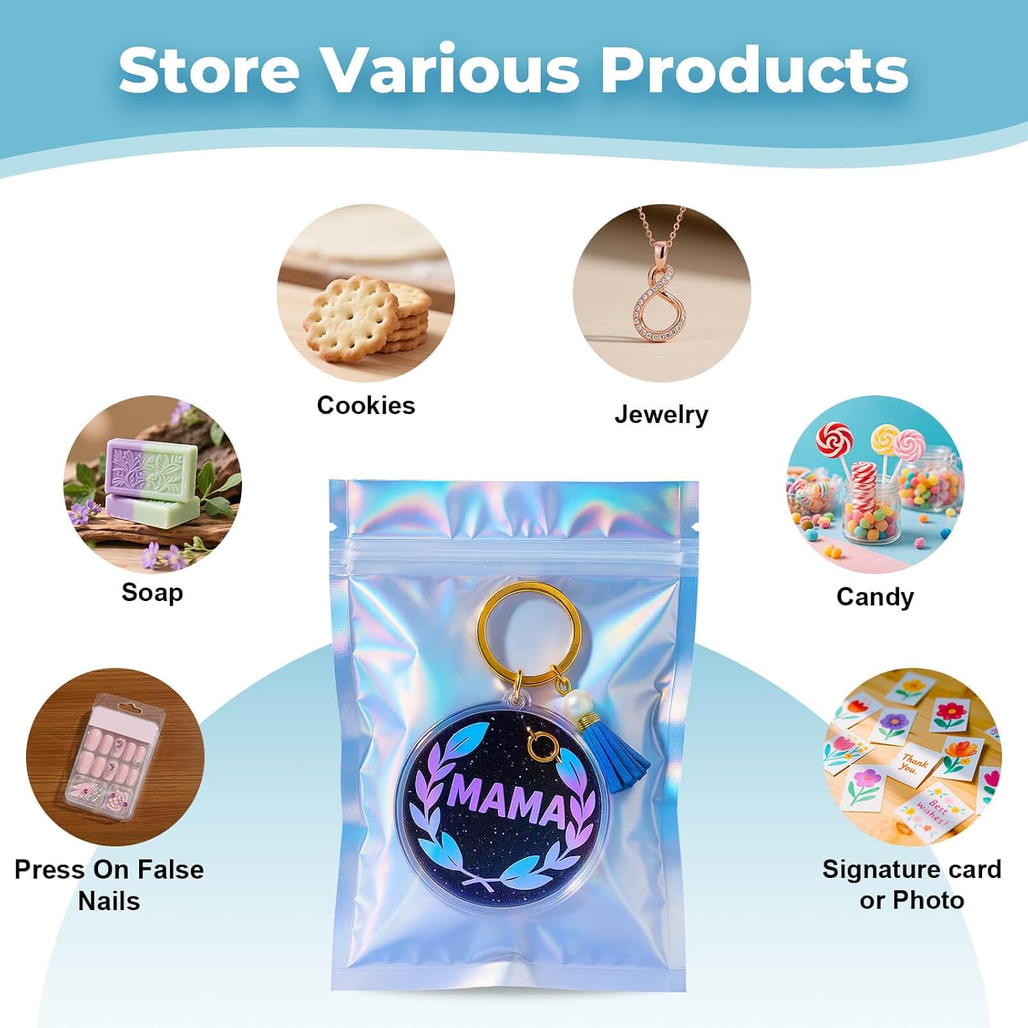 Holographic Bags, 3x4 inch Resealable Smell Proof Bags for Food, Small Business and Party FavorStorage(200 Pack) image 2