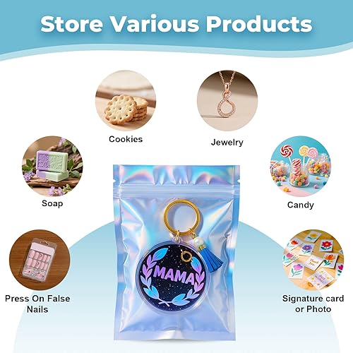 Miniatura 4 de Bolsas holográficas, bolsas resellables a prueba de olores de 3 x 4 pulgadas para alimentos, pequeñas empresas y fiestas (100 unidades)