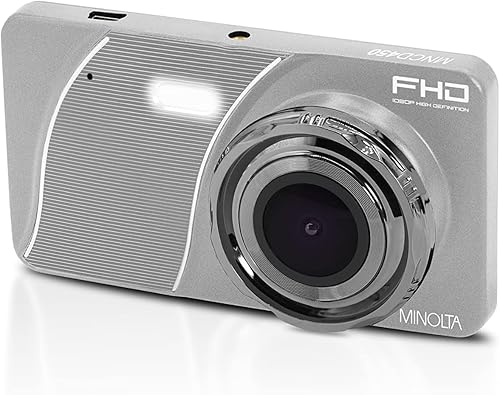 Minolta Dash Cam  Cámara de coche Full HD de 1080p con monitor LCD de 4.0 pulgadas, lente gran angular de 120, sensor G, grabación de emergencia,