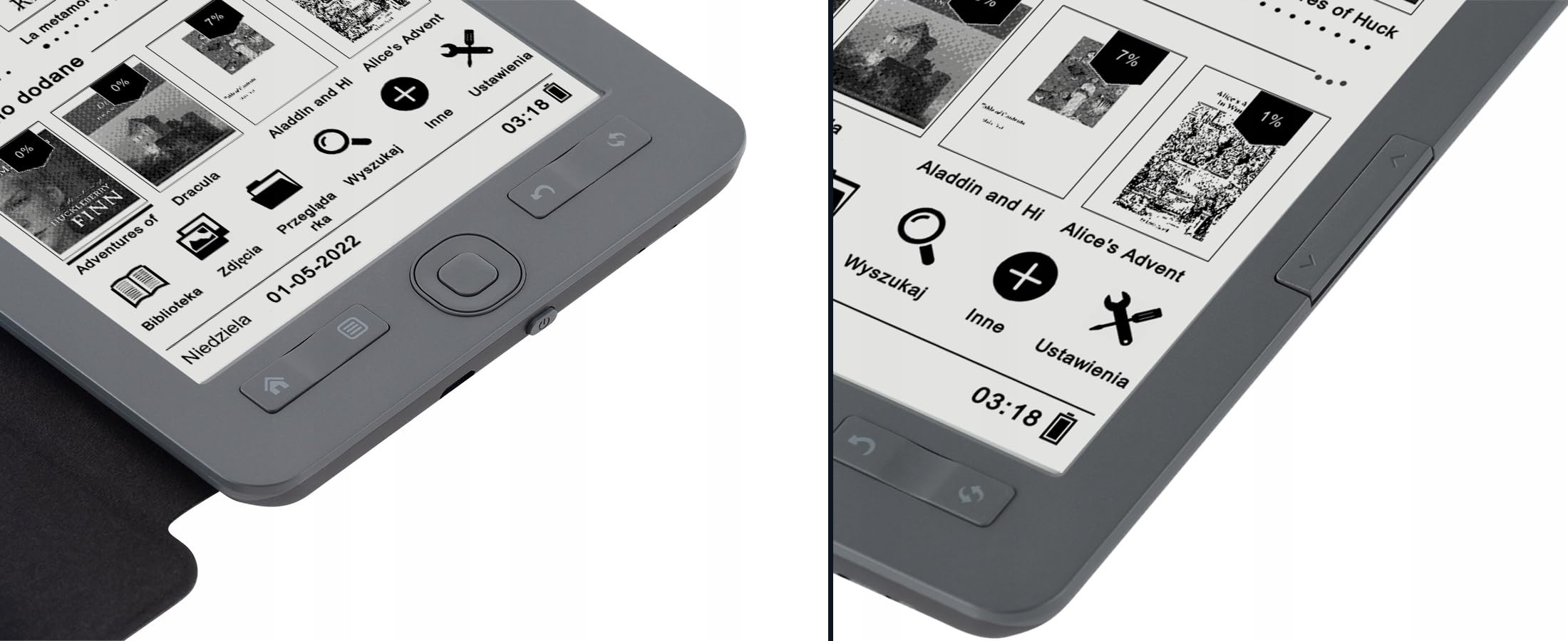 Czytnik e-book Bemi Cognita+ z Ekranem E-Ink Carta 6 cali, 4GB Pamięci, Wbudowanym Etui Skórzanym, Obsługą PDF Reflow – Szary