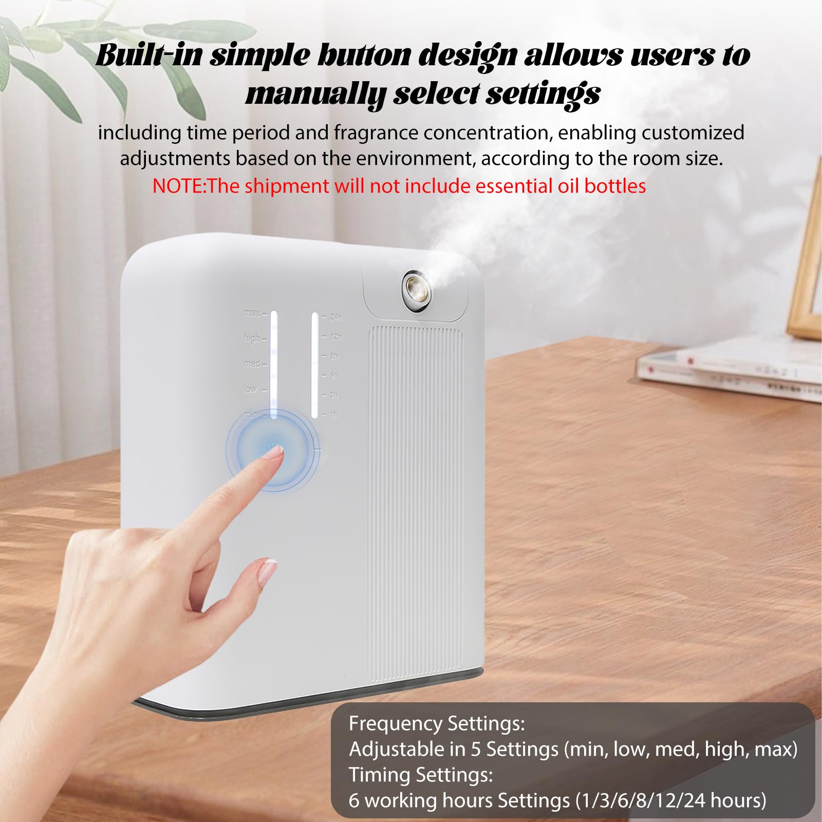 Diffusore elettrico di oli essenziali,300 ml diffusore di oli essenziali senza acqua con tecnologia di nebulizzazione, controllo Bluetooth e Wi-Fi, copertura da 2000 piedi quadrati (nero)
