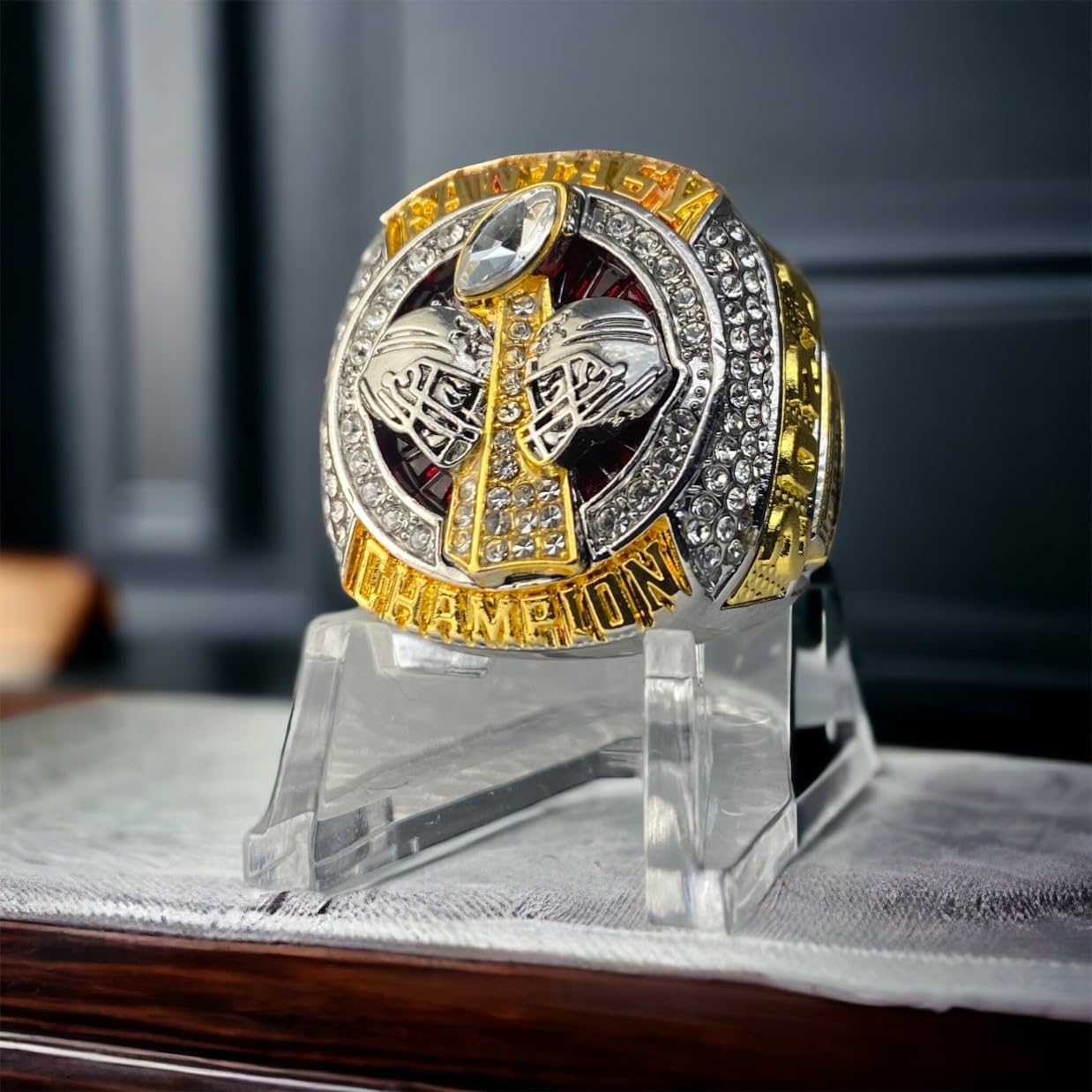Legacy Rings 2023 Fantasy Football Championship Ring | Premium Silver and Gold Tone Award Trophy for FFL Champion | Stand included