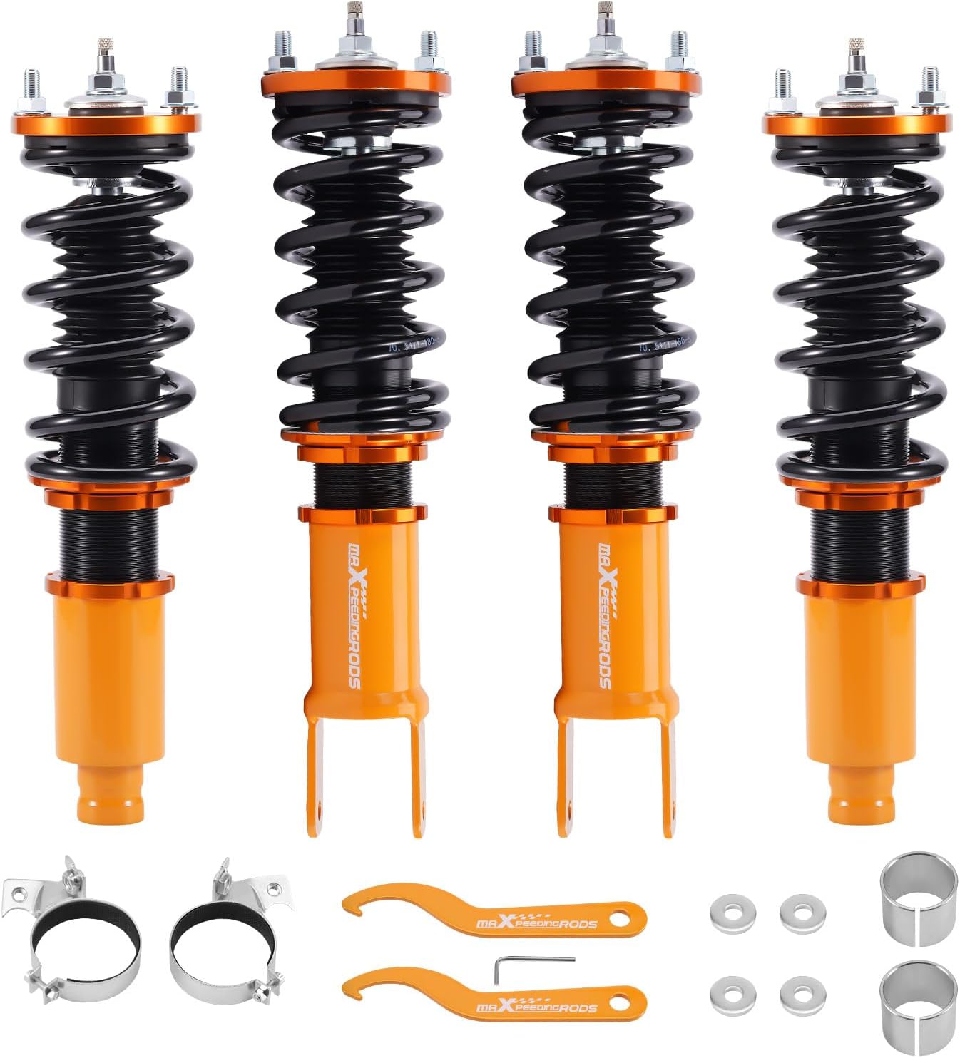 maXpeedingrods Coilover for Honda Civic 1988-2000, for Honda CR-X 1988-1991, for CR-X Delsol 1993-1997, for Acura Integra 1990-2001, 24 Level Adjustable Damper Coilovers Suspension Lowering Kits Gold