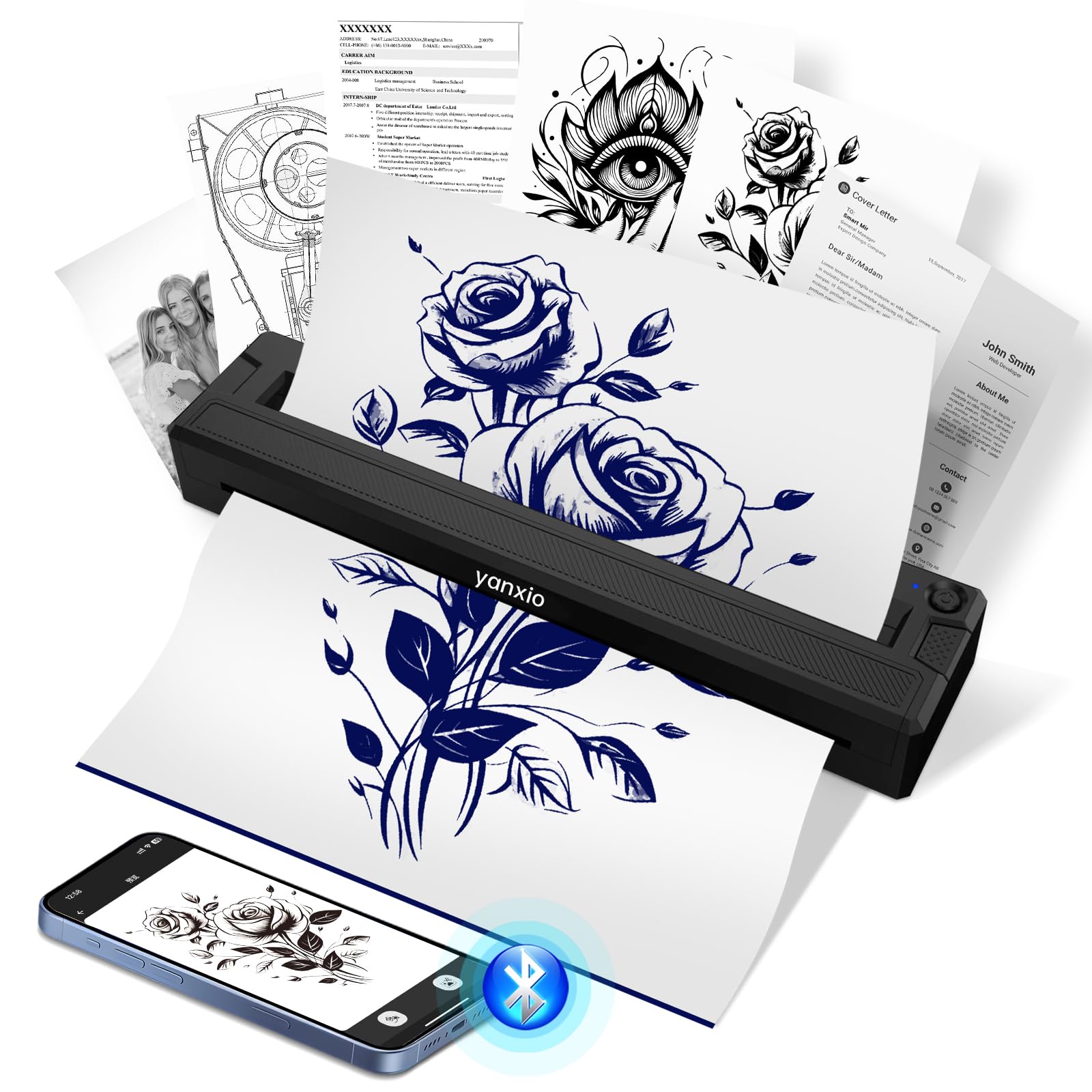 Wireless Thermal Tattoo Stencil Printer with Bluetooth and USB