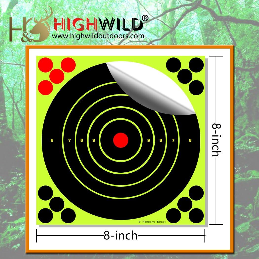 Highwild 8” Paper Targets Silhouette - Splatter Shots Burst Bright Fluorescent Yellow Upon Impact (25 Pack) : Sports & Outdoors