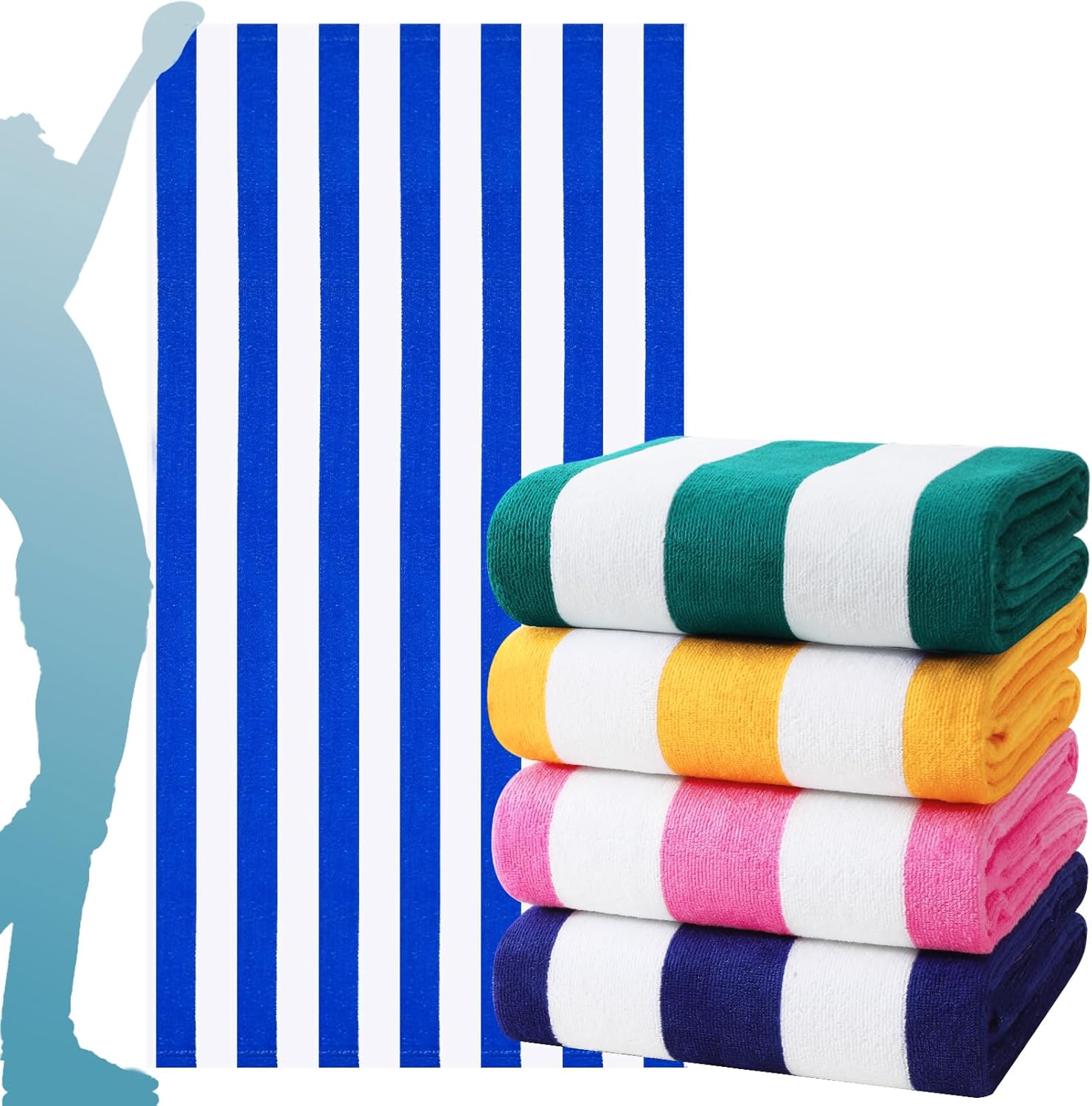4 Packs Extra Large Beach Towel Bath Towel 72*40 Set Oversized Soft Absorbent Microfiber Terry Blanket NOT Cotton Mexico Costa Rica Bahamas Punta Cana Trip Must Have Water Park Vacation Essentials