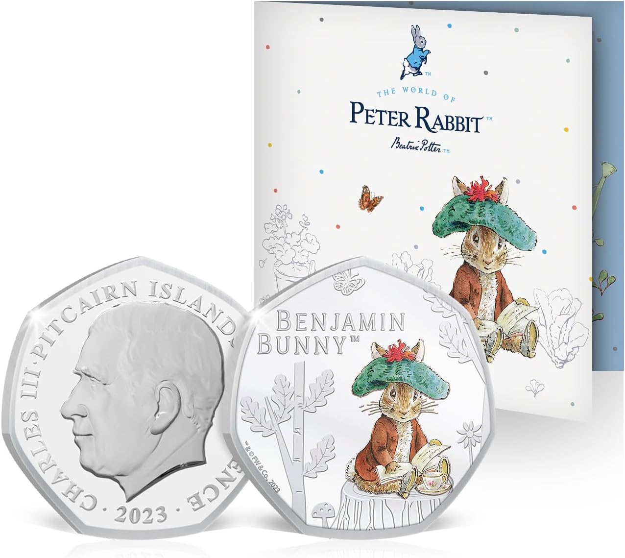 The Koin Club Beatrix Potter World of Peter Rabbit Benjamin Bunny Colour BU Coin 50p 2023