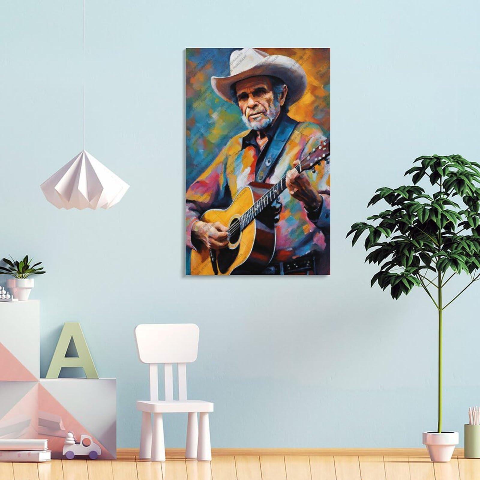 FCOJE Poster su tela con cantante folk country Merle_Haggard (1), decorazione artistica da parete per soggiorno e camera da letto, 30 x 45 cm