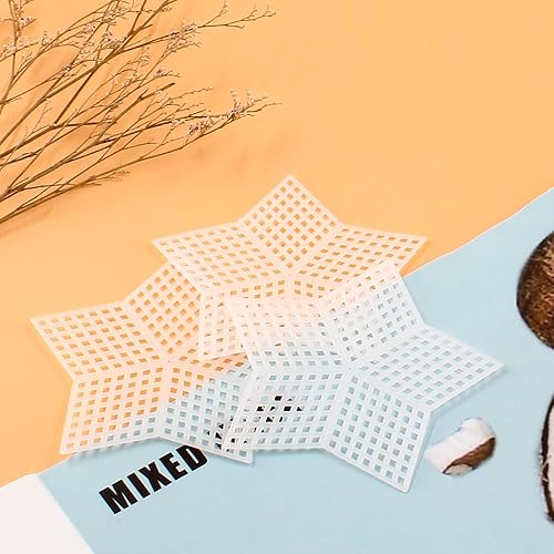 Miniatura 11 de Hordion 10 hojas de flores de lona de plástico de malla de 3 pulgadas, lienzo de punto de aguja en blanco para bordado, malla de plástico blanco