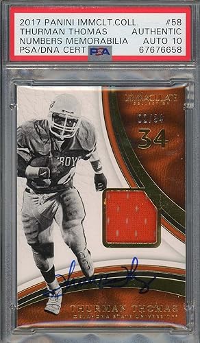Thurman Thomas 2017 Panini Immaculate Football Signed Card Auto PSA 10