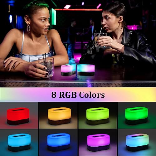 Miniatura 4 de TRELC Luz de ambiente, lámparas de mesa inalámbricas portátiles recargables, 8 modos RGB y 3 modos de luz, luz nocturna regulable con base de carga,