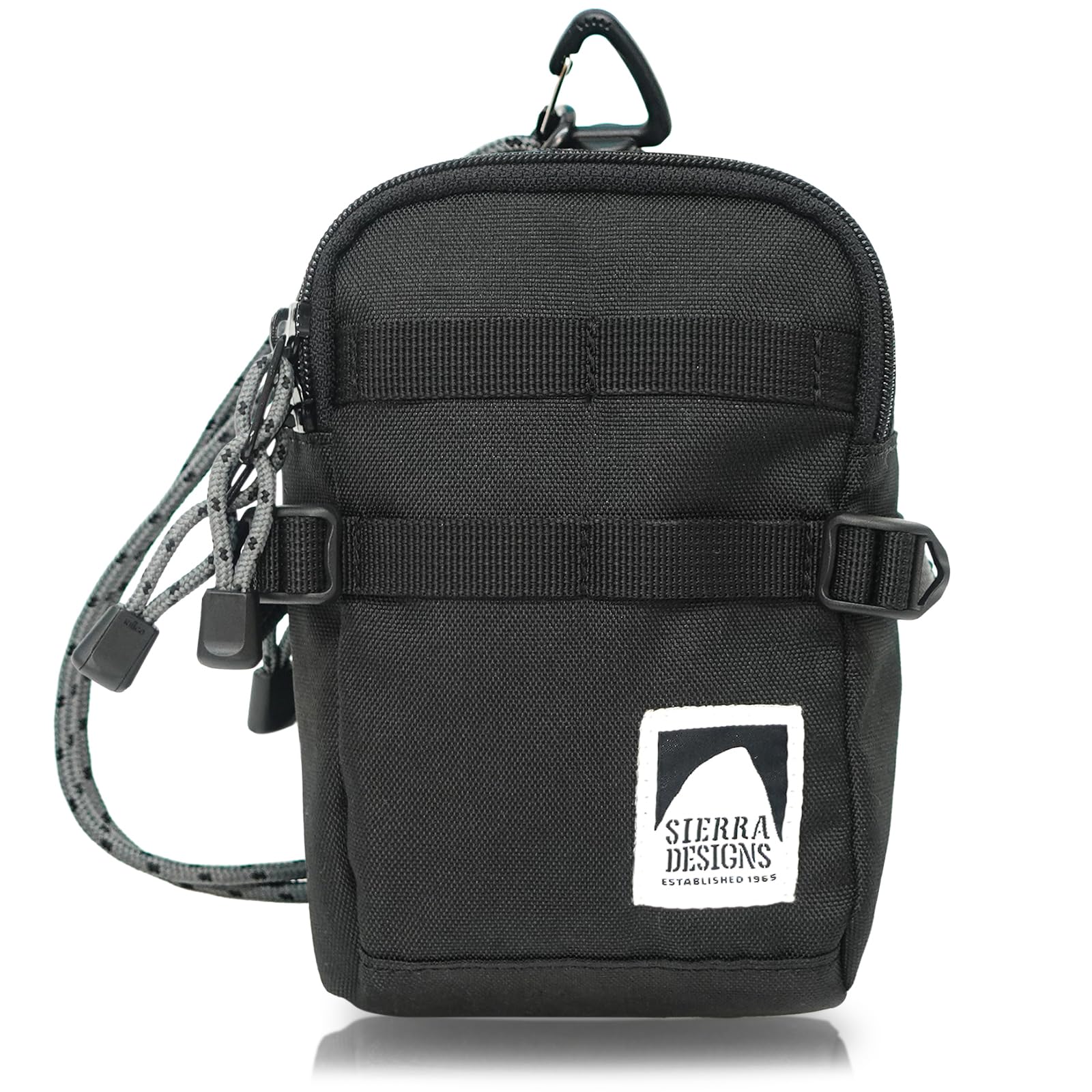 Sierra Designs 20969365 Pouch, Compression Pouch, Shoulder Strap, Smartphone Storage, Compact, Simple, Black, Black, One Size