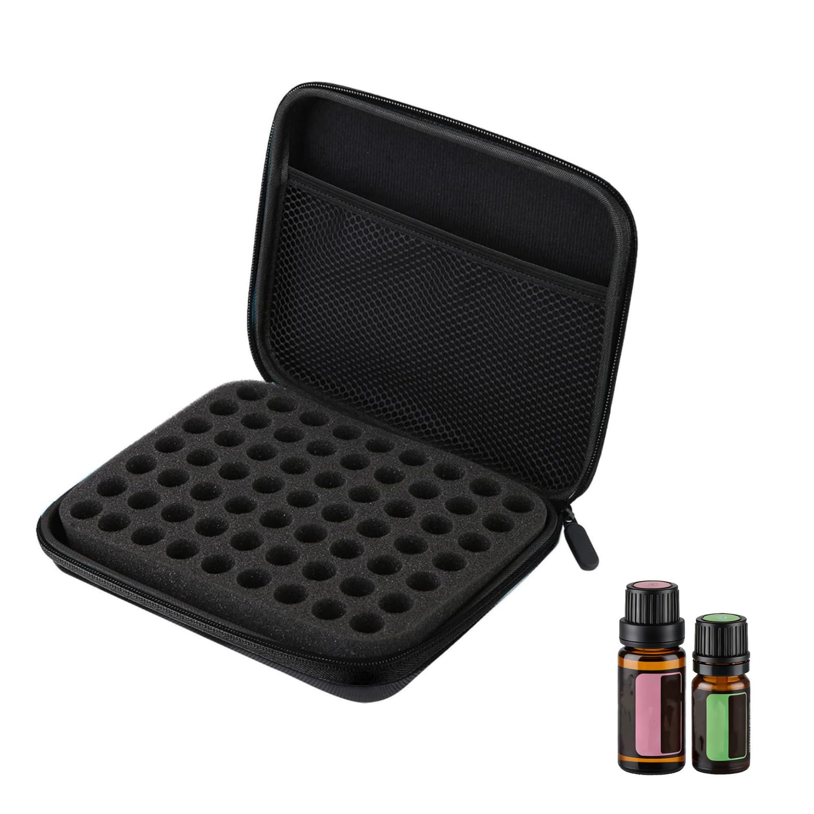 Jerliflyer Essential Oil Storage Bag,1-3ml 63 Slots Portable Aromatherapy Essential Oil Storage Bag Case Collision Proof No Leakage 16mm Aperture