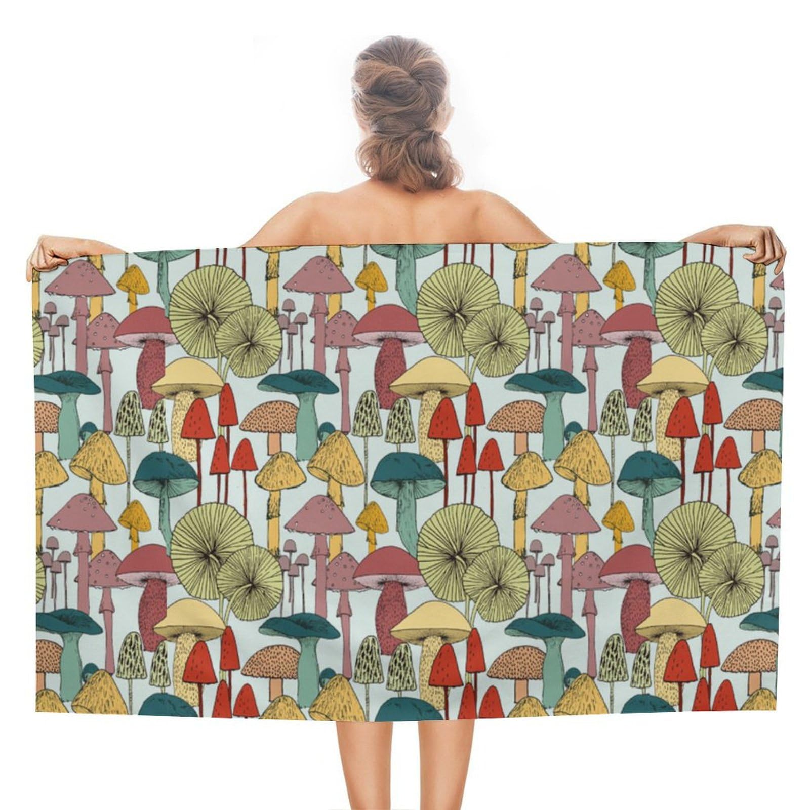 LEDFCVSU Beach Towel, Mushrooms Bath Towel, Absorbent Towel for Swimming, Sports, Travel
