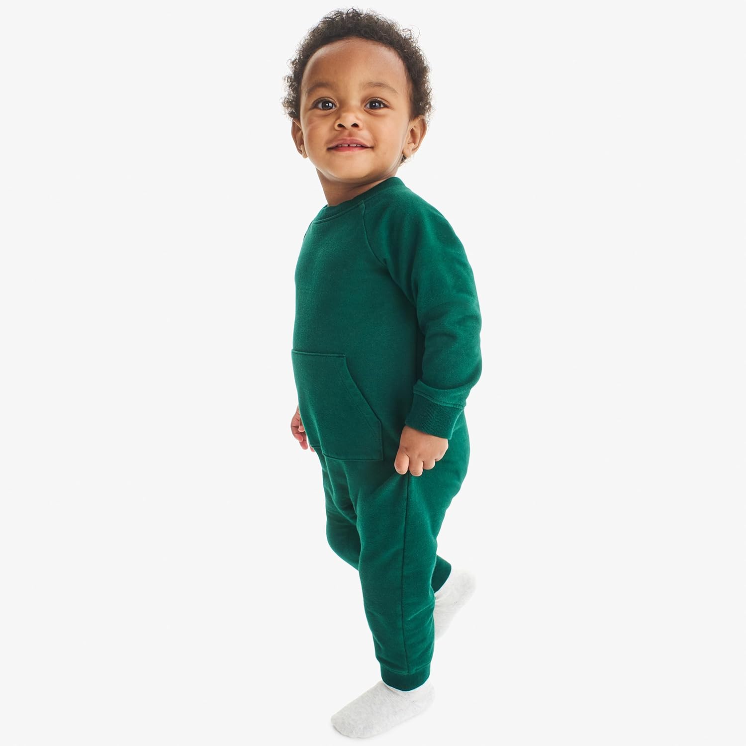 Primary Baby Sweatshirt Romper – Cozy Cotton One-Piece with Snap Legs