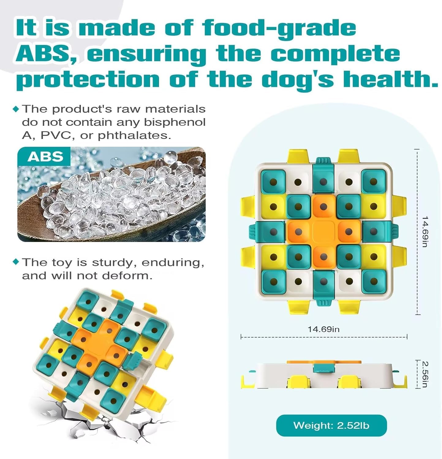 KADTC Jouet puzzle avancé pour chien à 2 niveaux de défi, cube stimulant le cerveau, marque et design américains, jouet interactif pour chiens intelligents, petits, moyens et grands, toutes races