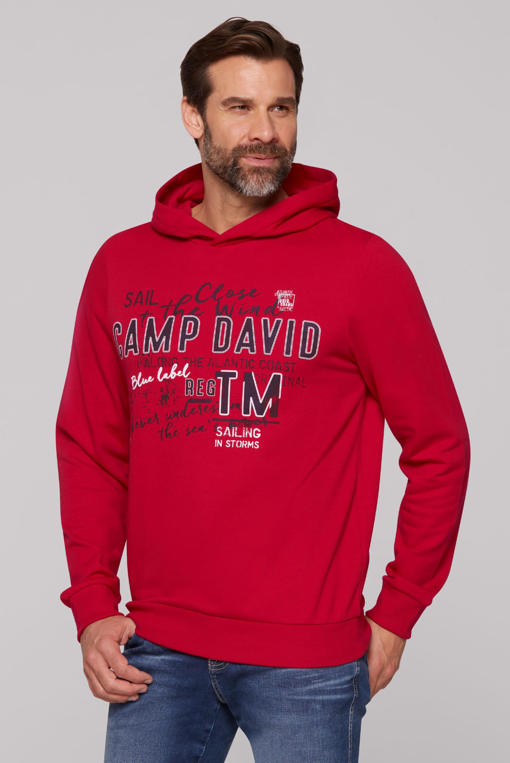 Camp David Herren Leichter Hoodie mit Label Print