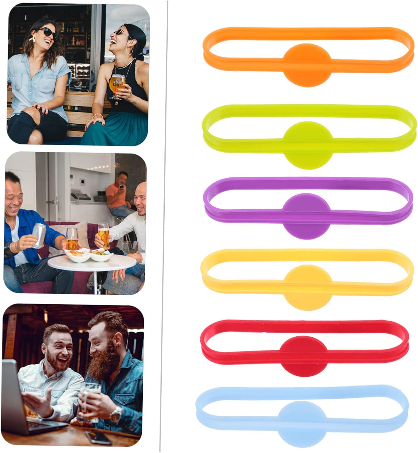 Zerodeko 3sets Silicone Party Charms Fun Round Shape Wine Cup Markers for Easy Identification at Gatherings Bbqs and Game Food Grade Silicone Non Slip 24pcs*3