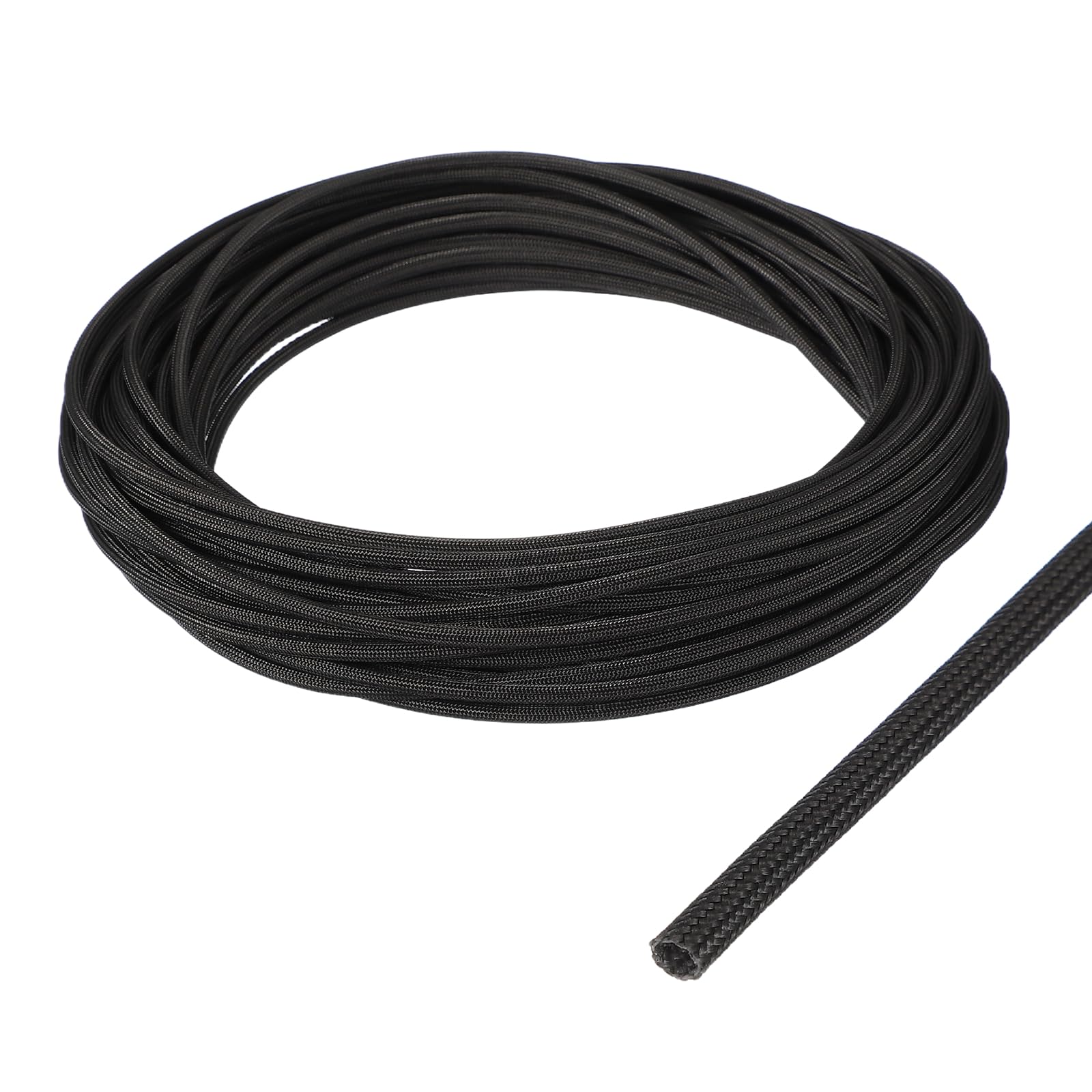 sourcing map Insulation Cable Protector,2mm/0.08 Inch-15m/49 Feet High TEMP Fiberglass Sleeve Black