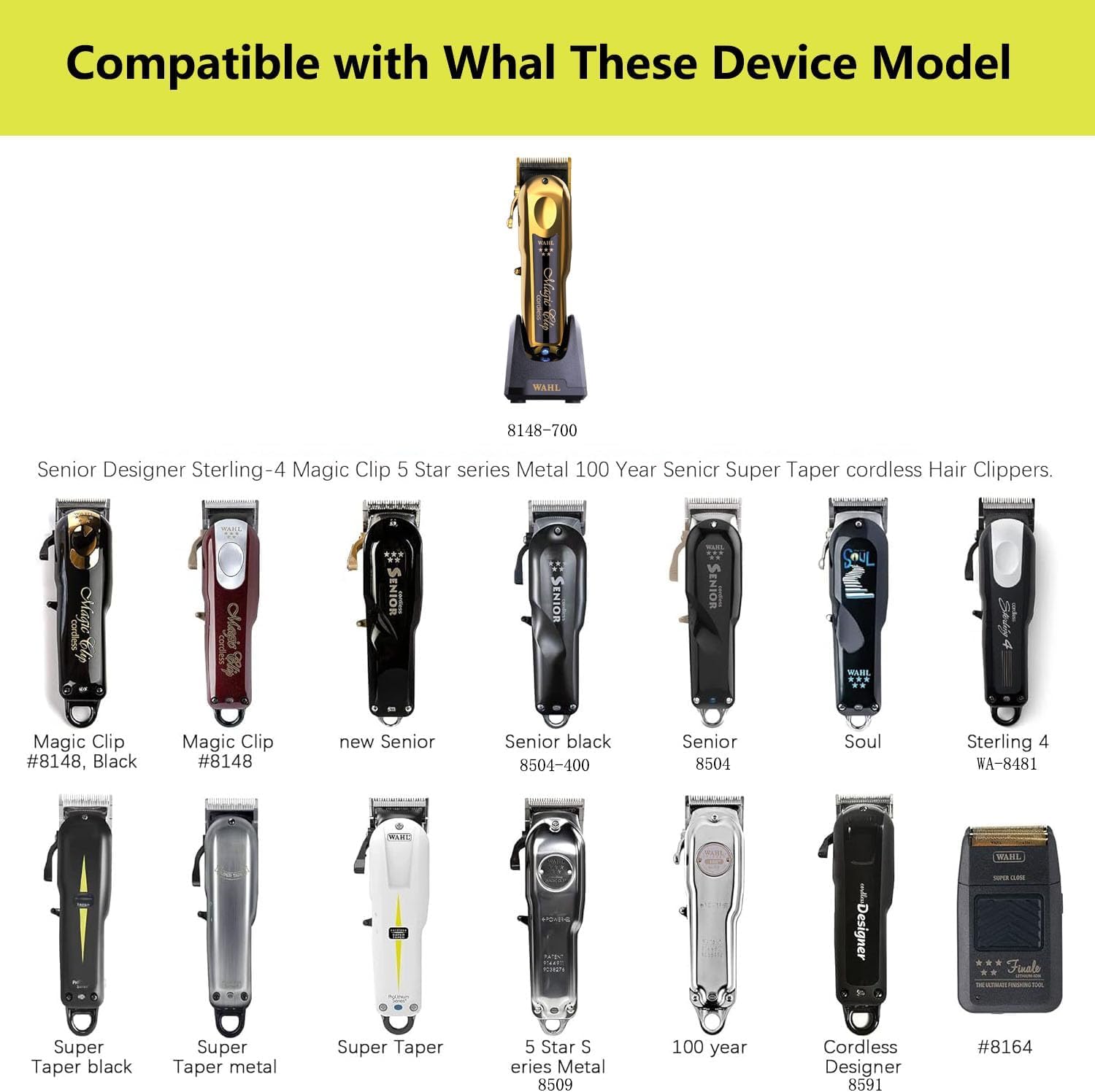 Magic Senior Detailer Legend Cordless Clippers USB charger cable for Wahl 5-star magic clip cordless hair clipper 08594,8148,8504,8164 shaver, 8591 919 100 year clipper,Metal Edition Designer 8592