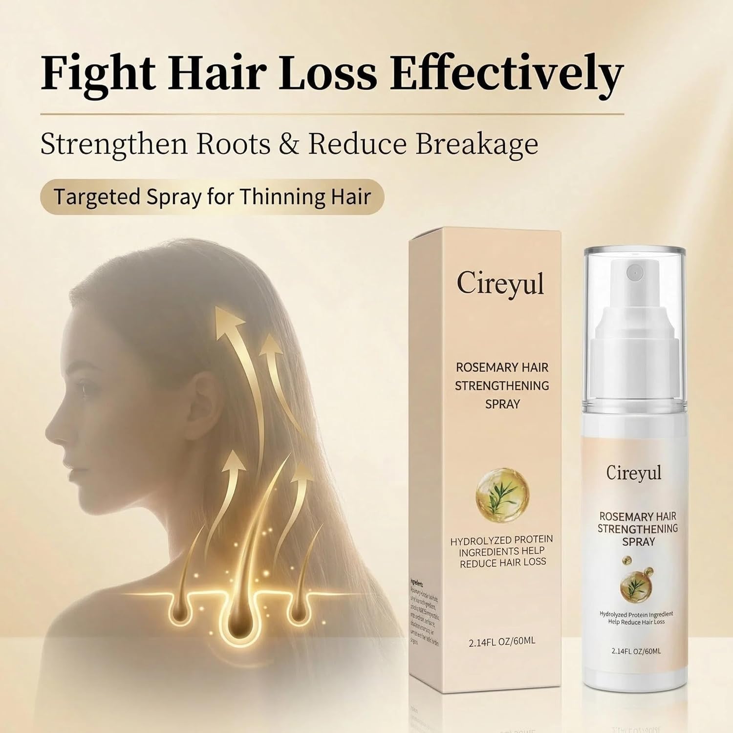 Hair Growth Spray with Rosemary oil& polygonum multiflorum: Natural Hair Regrowth Anti Hair Loss Treatment for Women & Men – Non-Greasy Scalp Care for Thinning Hair, All Hair Types –60ml