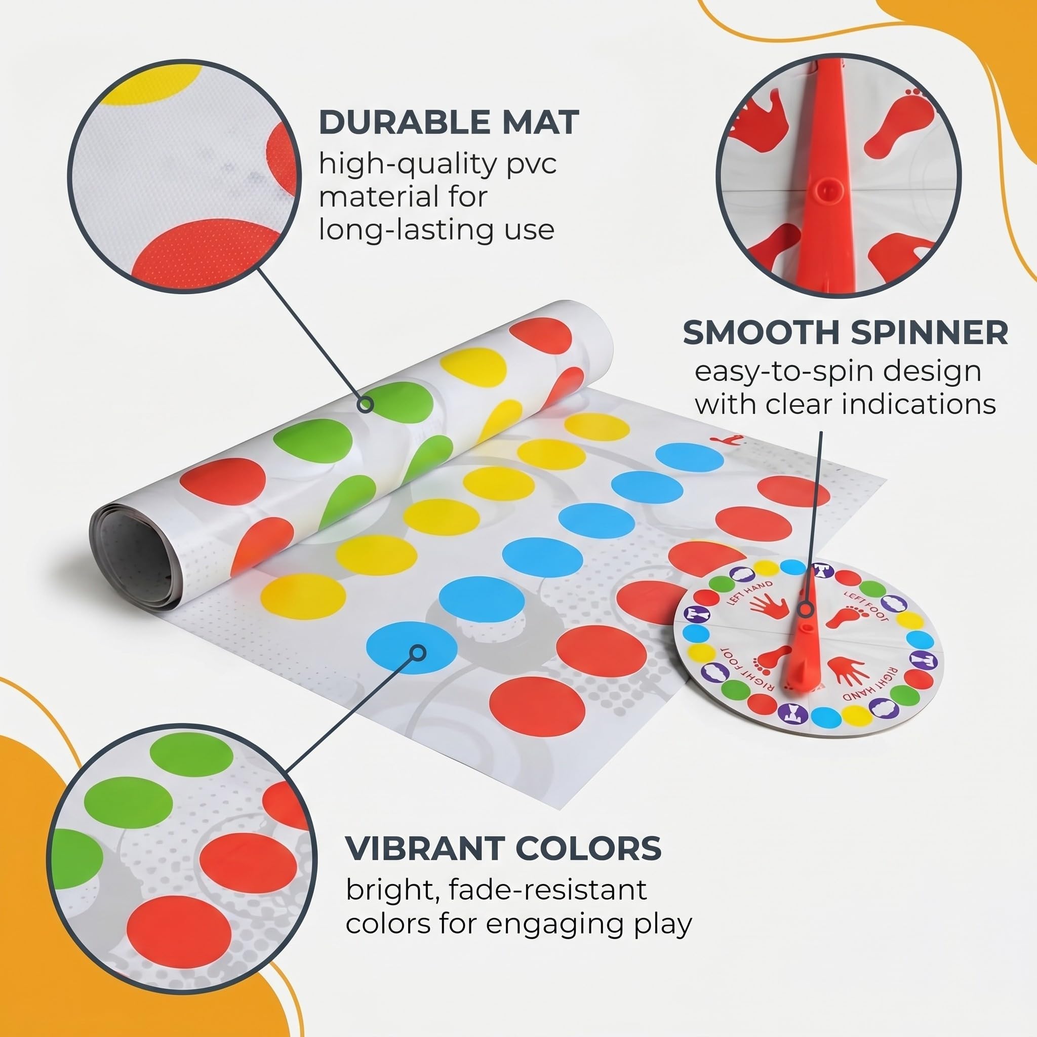 Twister Juego Infantil,Twisting Game Partir de 6 Años, Juego de Piso Familiar con Alfombrilla de Juego, lustige Spiel für Interinen und Ausraußen