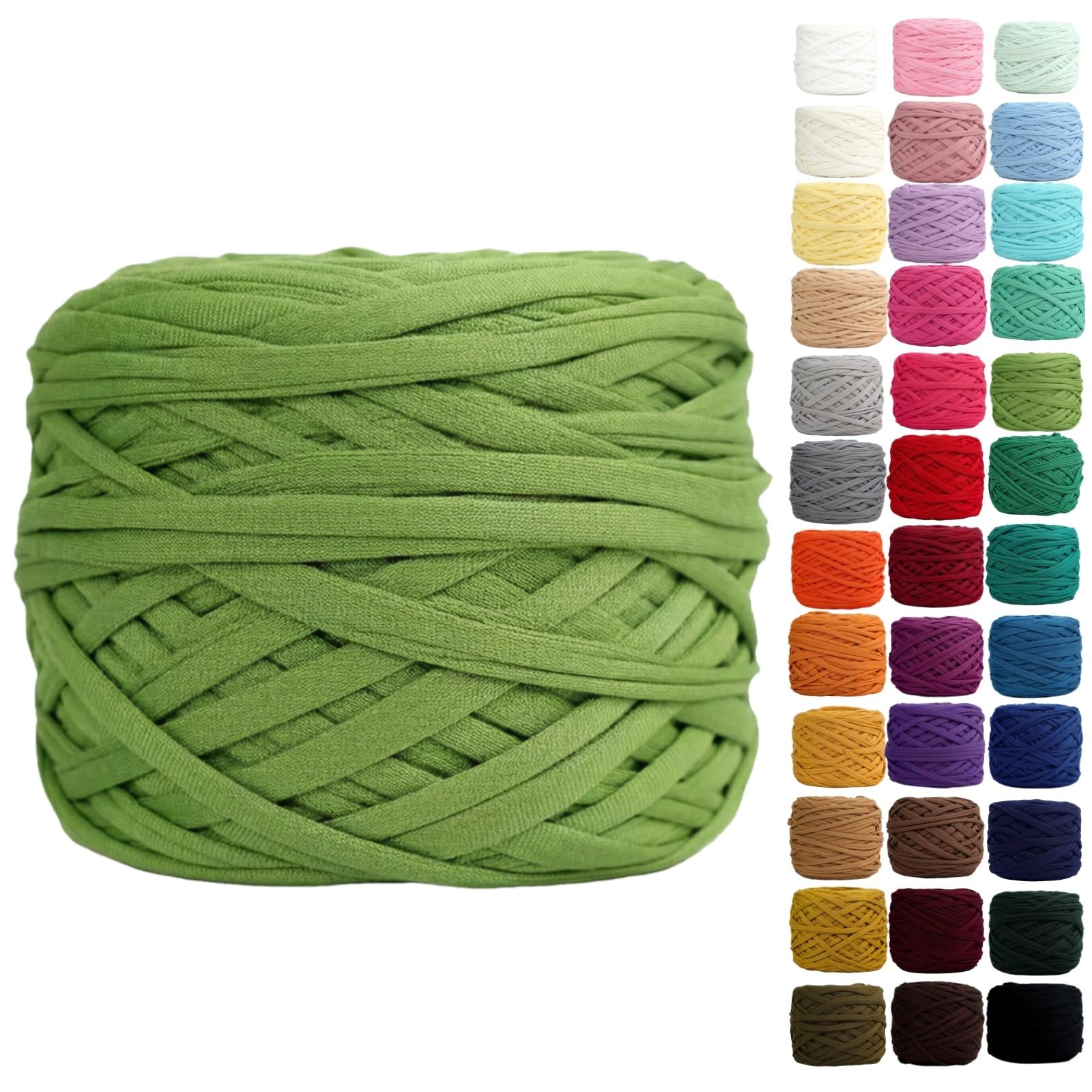 Binwat T Shirt Yarn for Crocheting 150m Elastic Ribbon Yarn Thick Crochet Fabric Yarn, Knitting T-Shirt Yarn for Crochet Bag/Blanket/Basket, DIY Crafts Projects, Home Decor (Avocado Green) — image 1