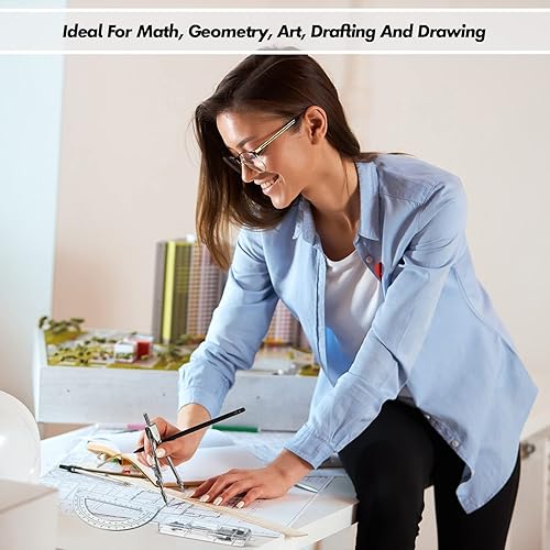 Miniatura 2 de Zonon Juego de transportador y brújula para estudiantes, juego de matemáticas de geometría para estudiantes, brújula para geometría y transportador