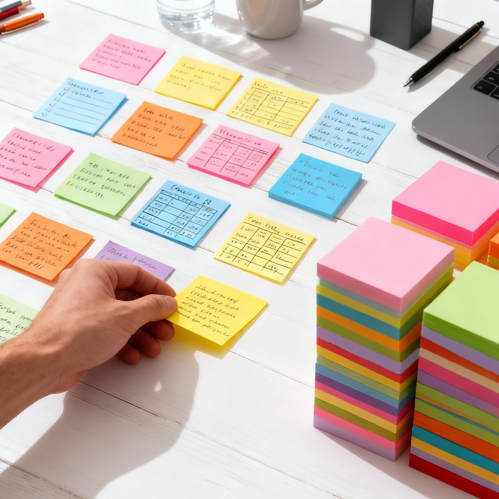 150 blocchi di note appiccicose 3x3, cuscinetti autoadesivi alla rinfusa colori vivaci