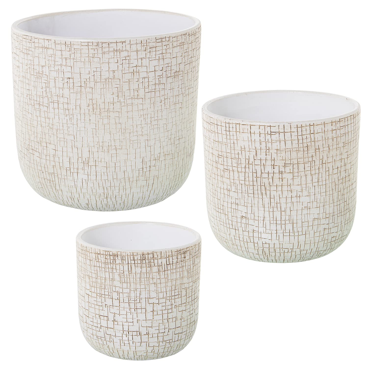 Pots circulaires en céramique marron DRW au design épuré et finitions soignées
