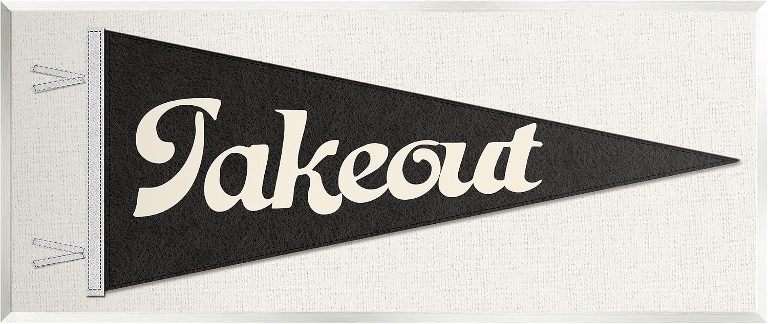 Stupell Industries 'Kitchen Takeout Pennant Banner Shape'| Wall Plaque Art | Stupell Industries | 17 x 7 Inches, Easy to Hang and Sturdy, Made in USA, by Lil' Rue