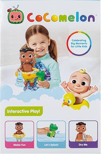 Miniatura 3 de CoComelon Muñeco Splish Splash Cody con Dino Bath Squirter y accesorios de agua - Juego acuático - Juguetes para niños y preescolares - Exclusivo de