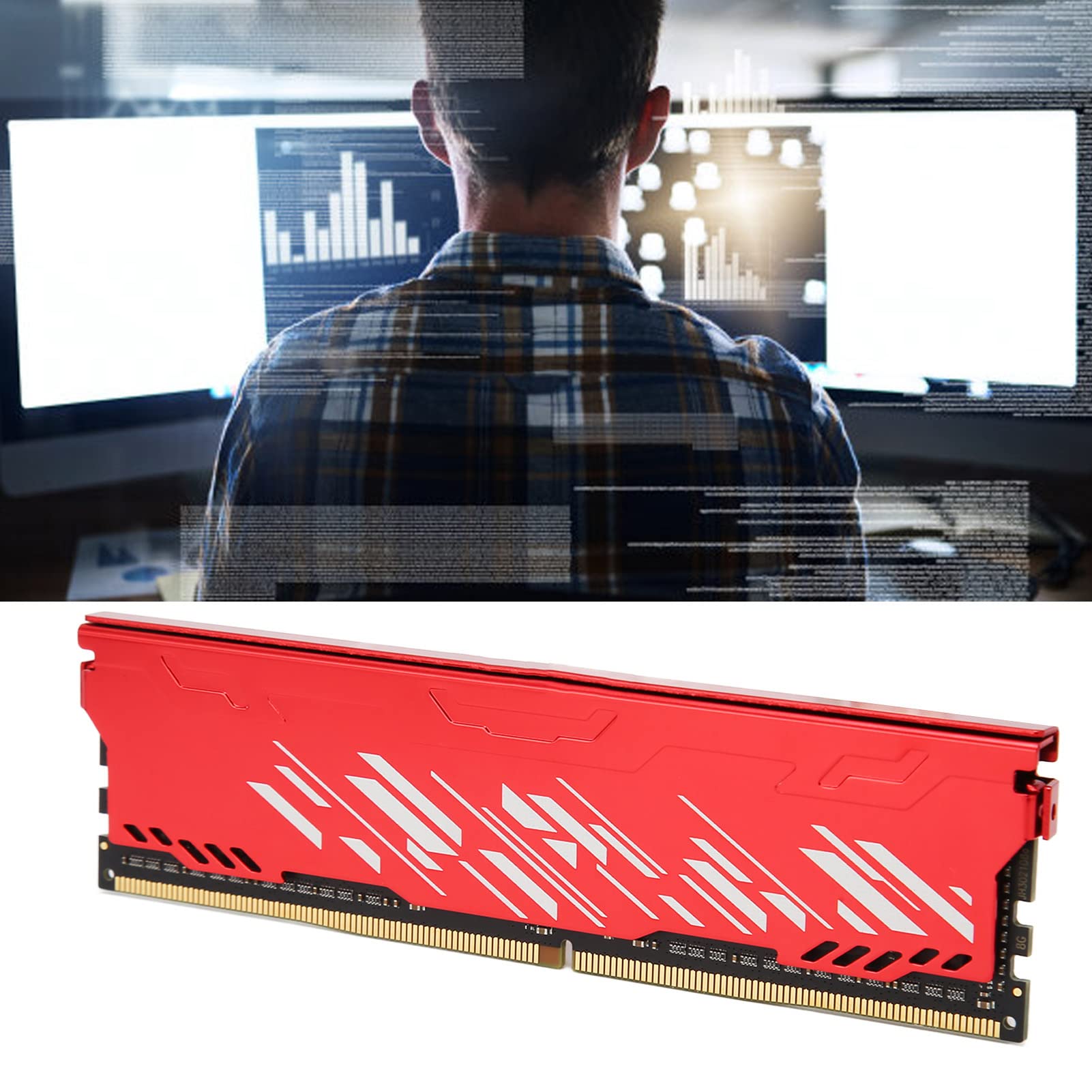 Moduł Pamięci do Komputerów Stacjonarnych Szybkie Chłodzenie Gaming RAM 3200 MHz do Komputerów Stacjonarnych Czerwona Aluminiowa Obudowa (8GB)