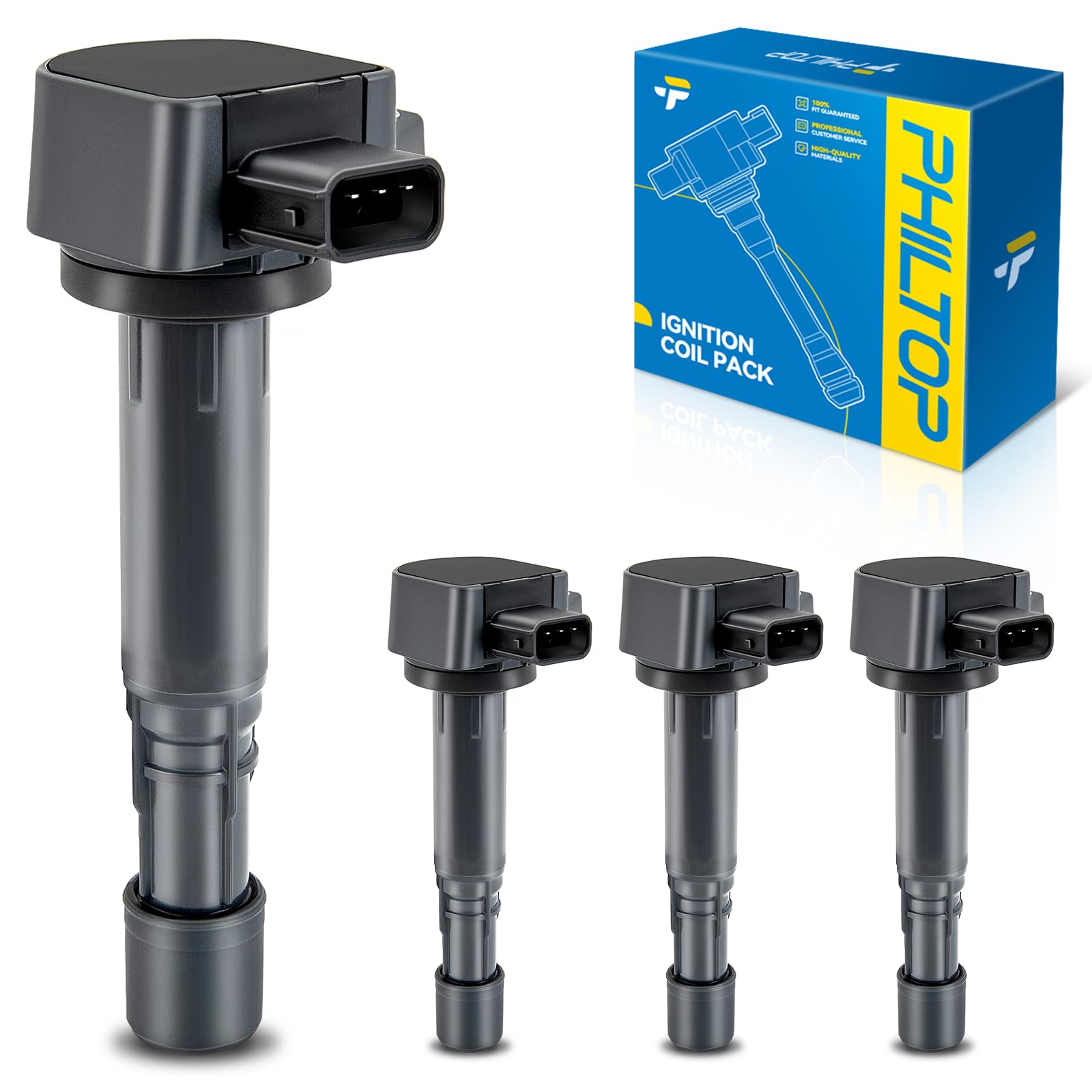 PHILTOP UF400 Ignition Coil Packs Fits for Honda 2003-2008 Pilot, 2002-2005 Civic 1.7L, 2004-2007 Accord 3.0L, 2006-2008 Ridgeline, 2001 Civic, Acura 2001-2009 MDX, Saturn 2004-2007 Vue